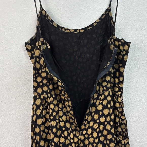 80s vintage Popi brand. Disco streetwear crop leg jumpsuit gold cheetah spots. - Picture 10 of 11